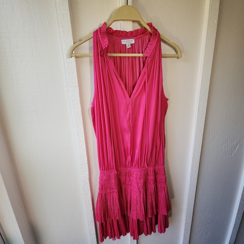 Current Air Cara Sleeveless Pleated Tiered Mini Dress Pink Dress Size Medium